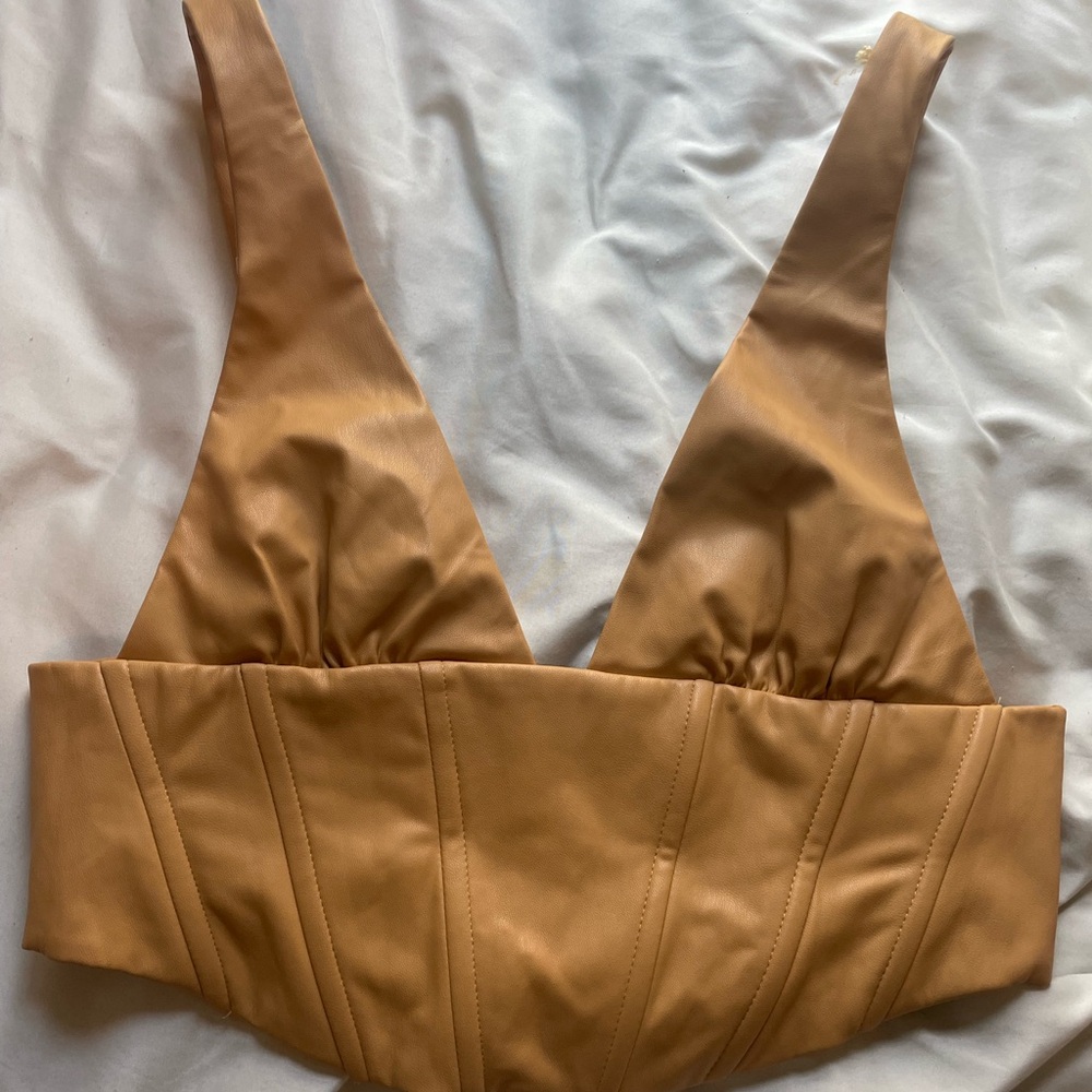 Zara Yellow Leather Top